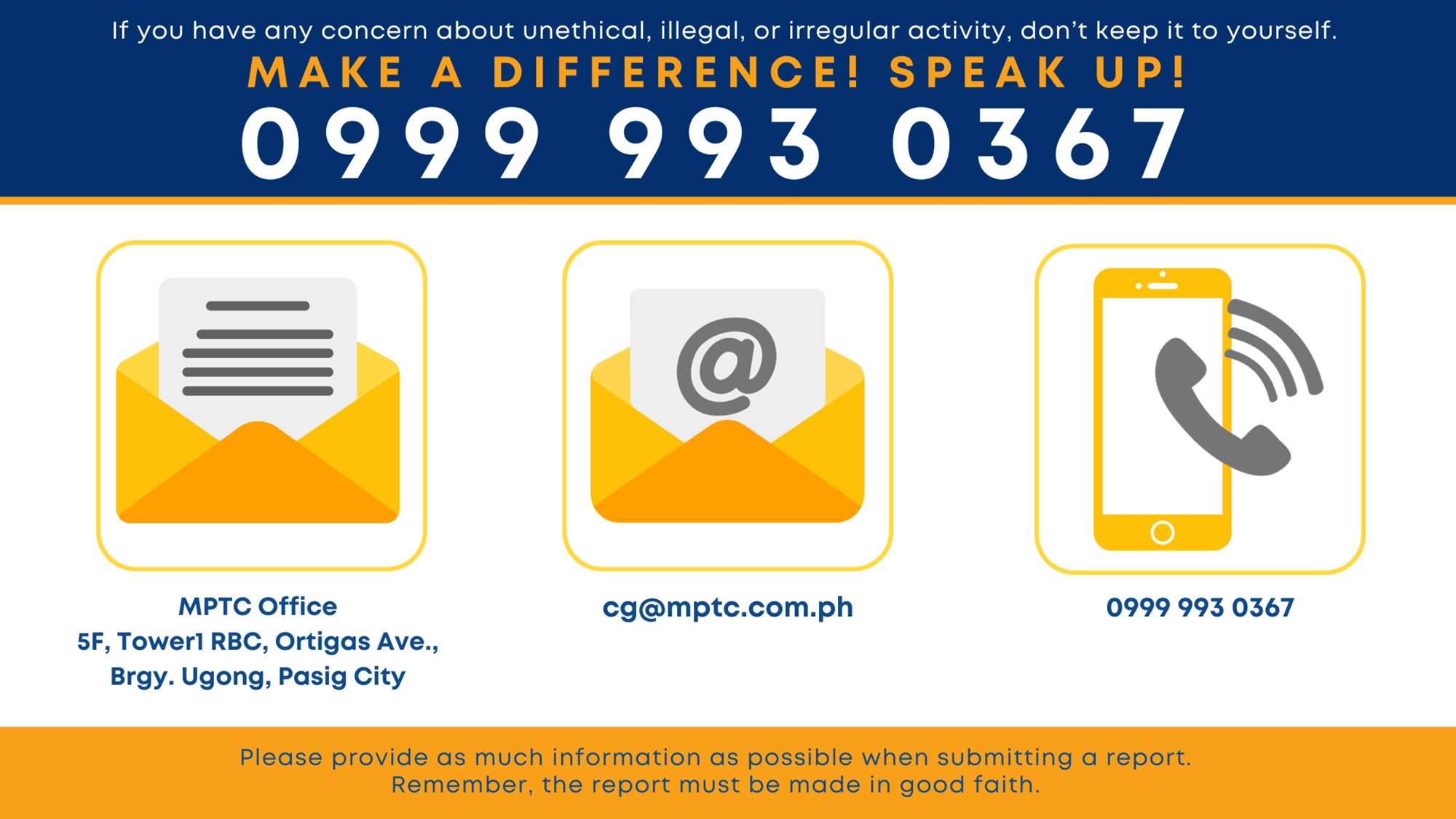 Speak Up - Contact Information